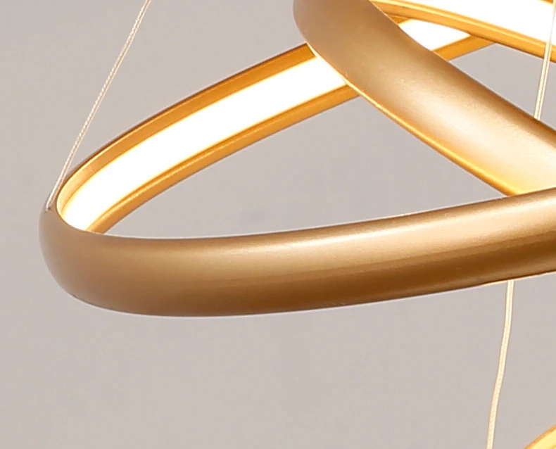 Contemporary Golden Acrylic Shade Dimmable LED Ring Chandelier Pendant Light for Living Room Centerpiece