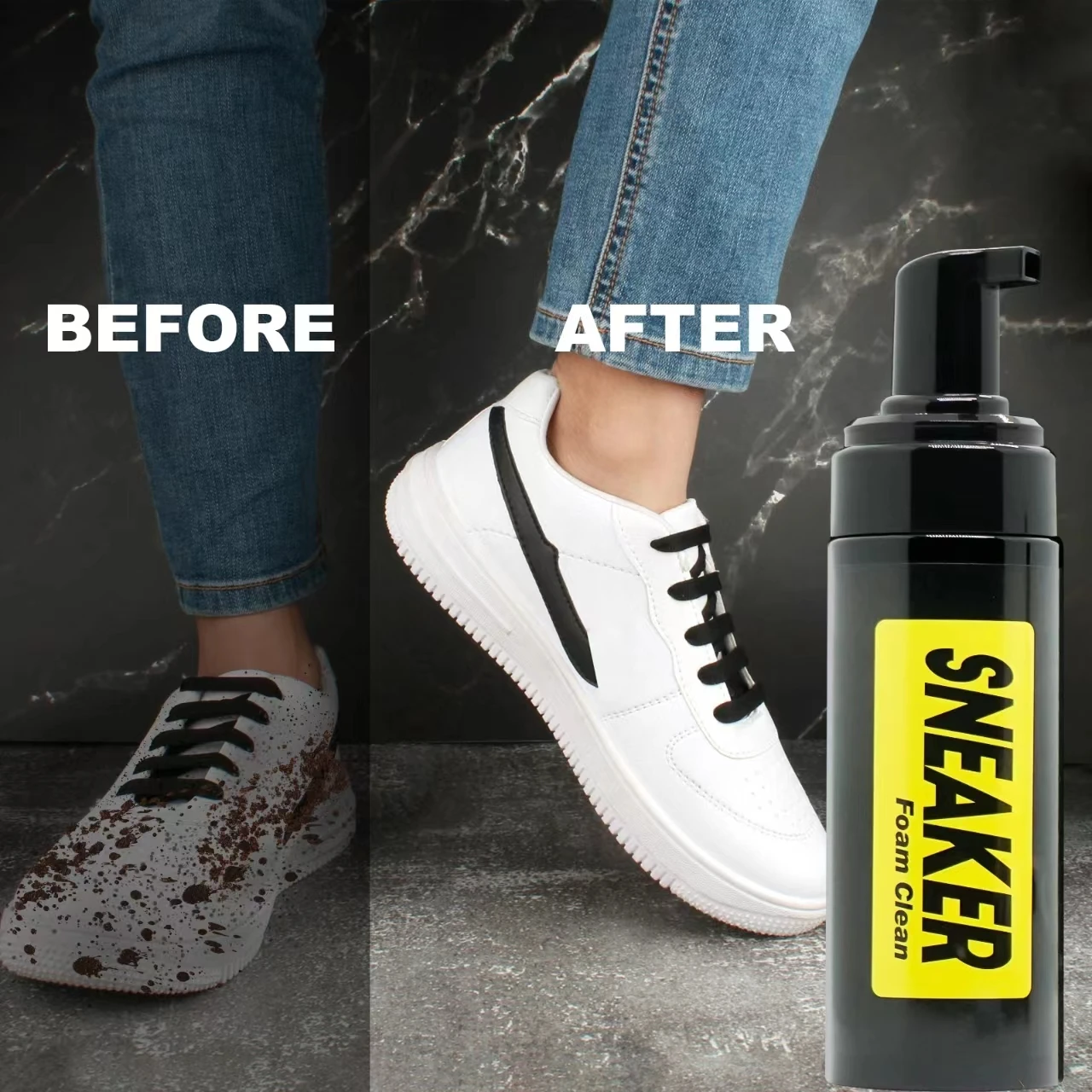 Shoe Care Kit for Sneaker - Includes 5Oz Shoe Cleaner and 3.5Oz Sneaker Deodorizer Spray, 2 Shoe Brush, and a Microfiber Towel