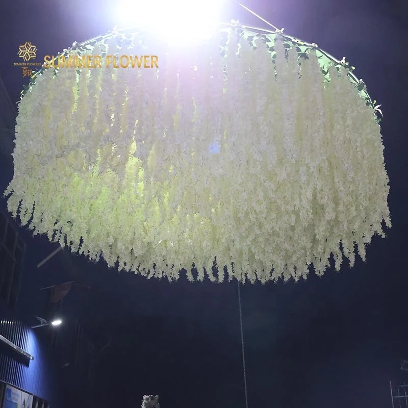 Summer Flower new design wedding ceiling decoration luxury artificial cherry blossom rattan