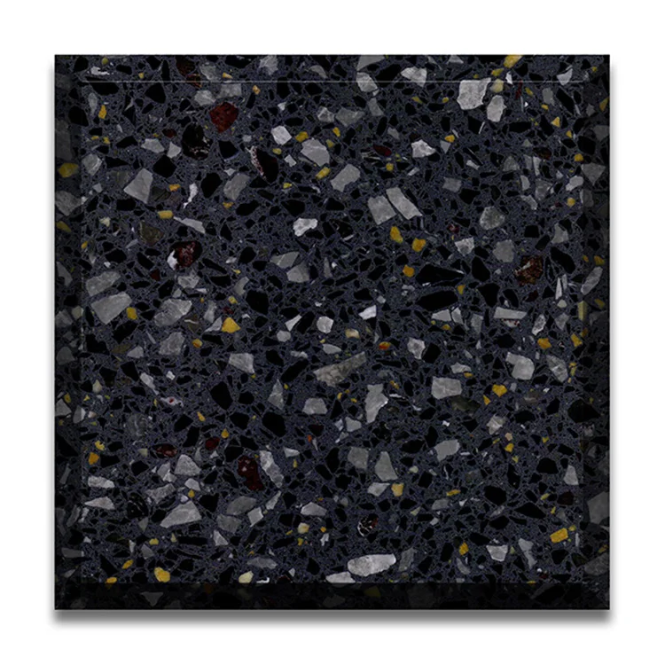 Factory Manufacturer Artificial Stone Non Slip Black Terrazzo Tile For Floor