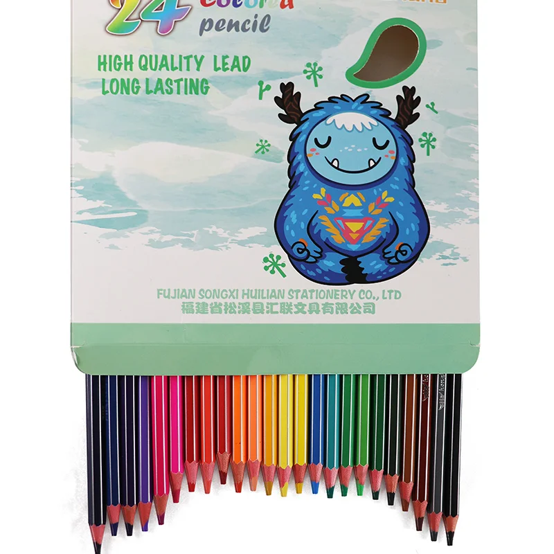 HONGHU color pencil set Wood Pencil Custom Logo  Cheap Set Body Good Lead Packing School Packaging Office Color Printing Type