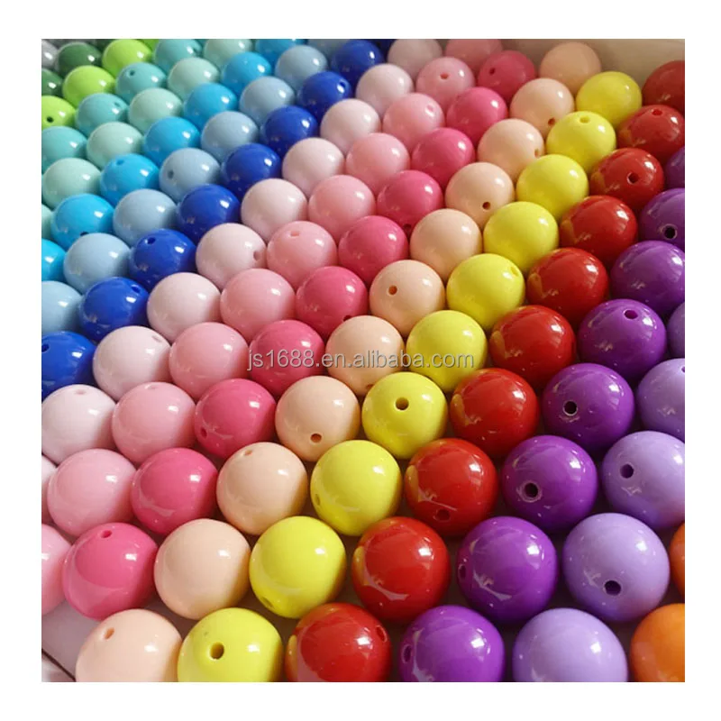 RTS 50pc/bag rainbow bubblegum beads 20mm Solid Color Bulk Chunky Beads for Jewelry making Acrylic Loose Beads for pen making