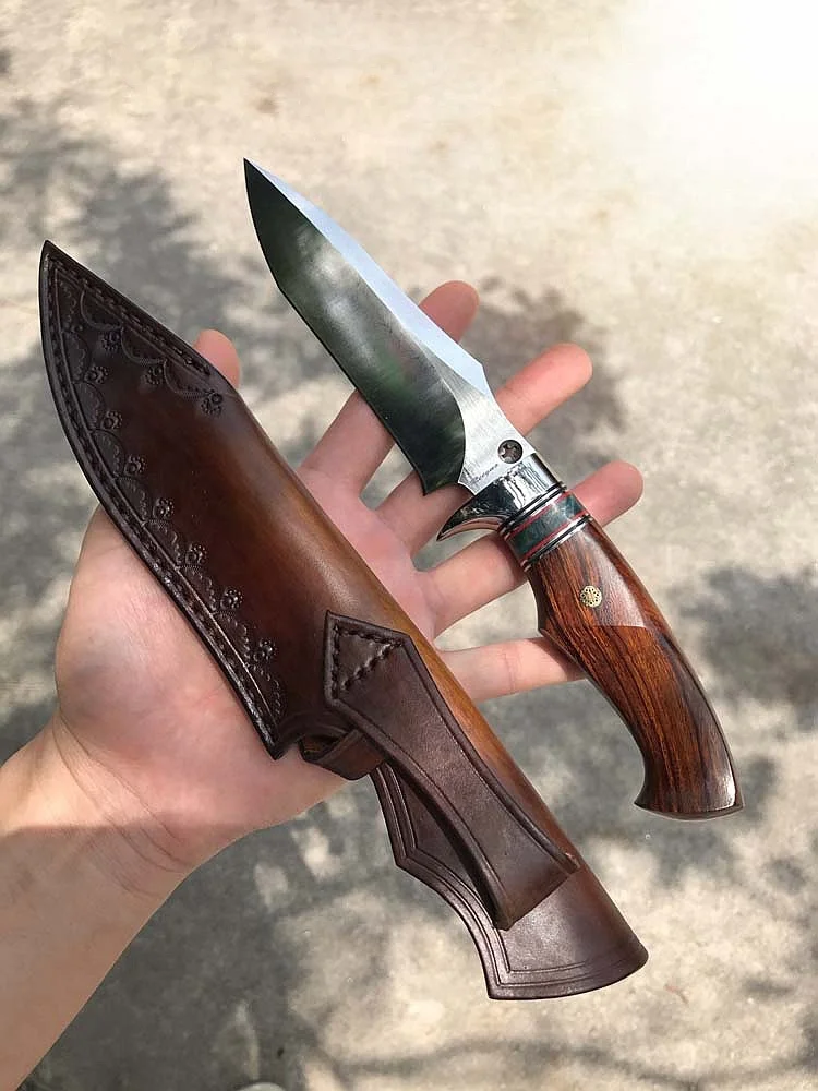 Handmade Ironwood DC53 Steel Fixed Blade Hunting Knife for Outdoor Survival