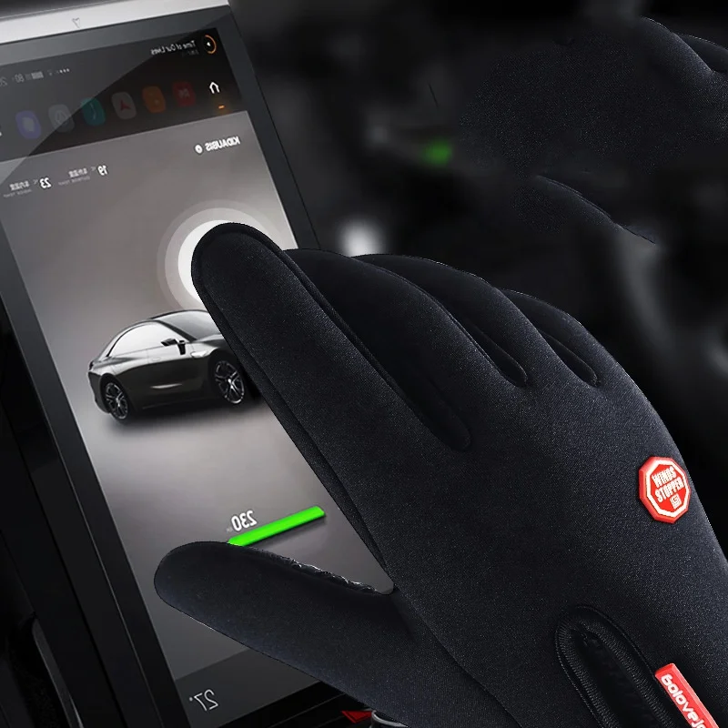 New Hot Sale Waterproof Gloves Winter Touch Screen Windproof Gloves Zipper Sports Warm Plush Ski Gloves