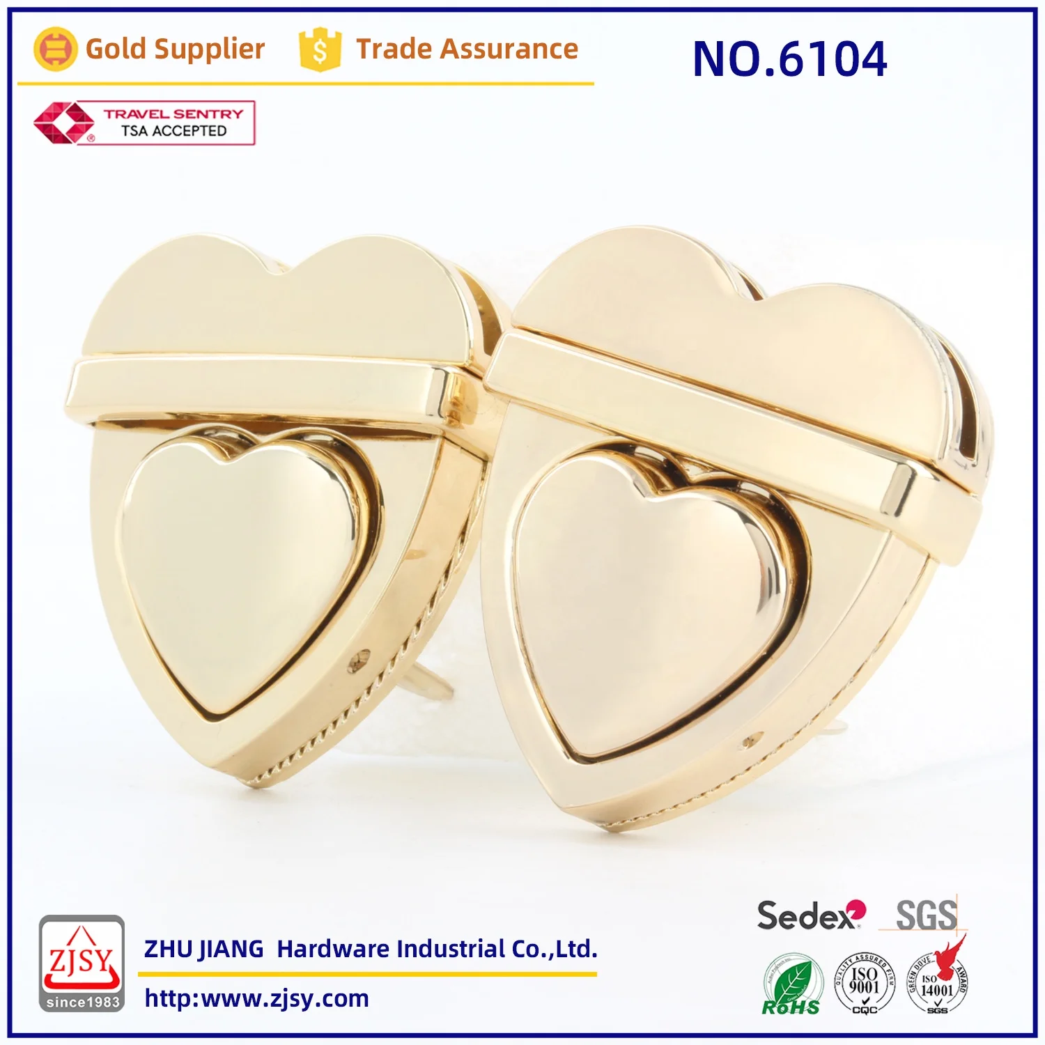 6104 Heart Shape DIY Fashion Decorative Metal Closure Catch Lock Bag Tuck Clasp Lock