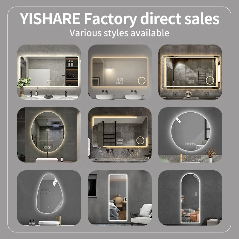 Yishare Hotel Wall Frameless Bath Mirror Decor With Led Light 3d Magic Beauty Salon Mirrors