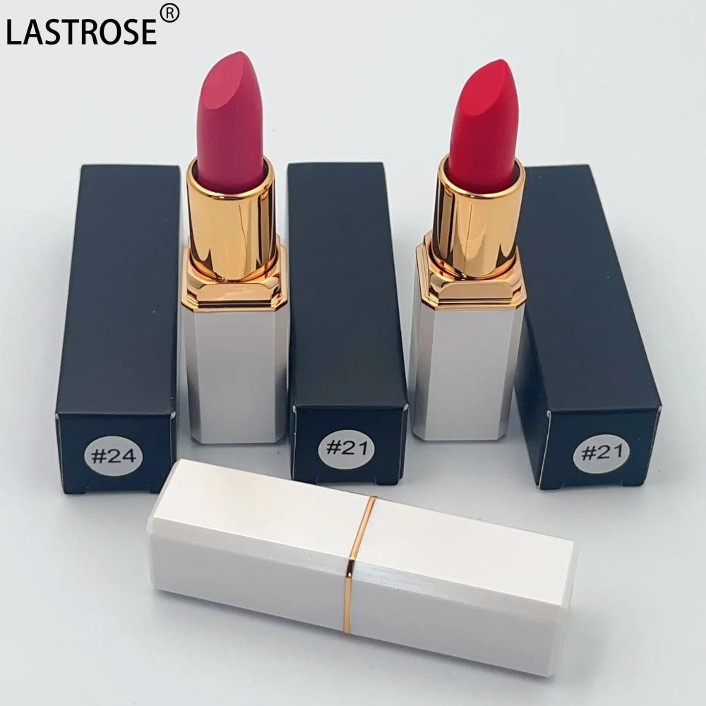 Factory Low MOQ Makeup Lip Stick Private Label White/Black Tube Solid Lipstick 24 Hours Waterproof Matte Vegan Nude Lipstick