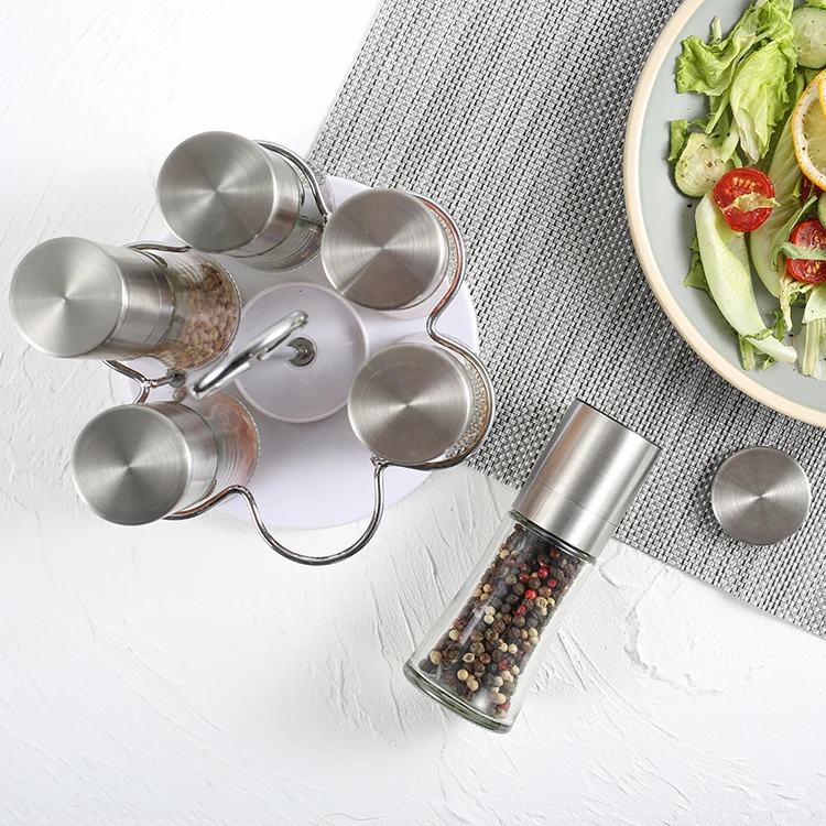 Useful/hot selling stainless steel kitchen refillable pepper and salt grinder set pepper mills