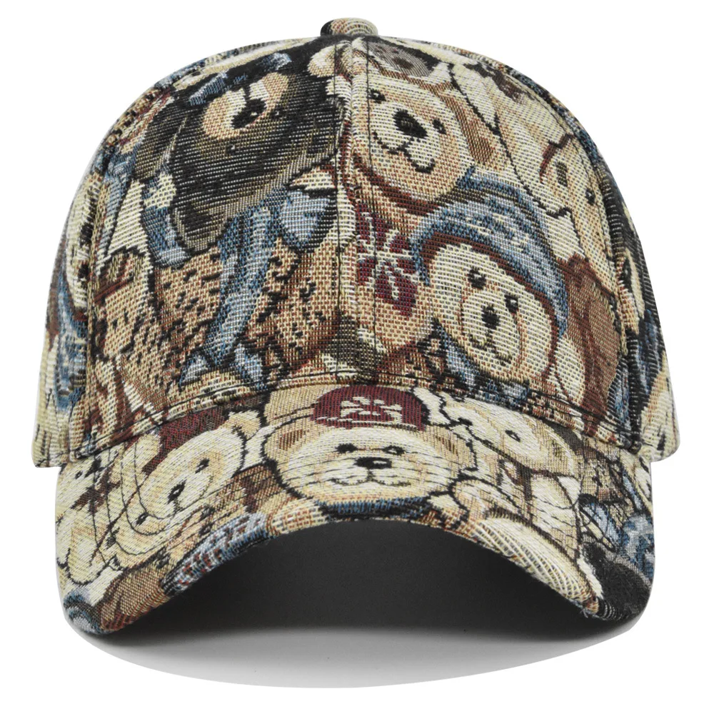 New Hot Sale Designer Fashion Sports Hats Wholesale Cartoon Cute Bear Print Flat Baseball Cap