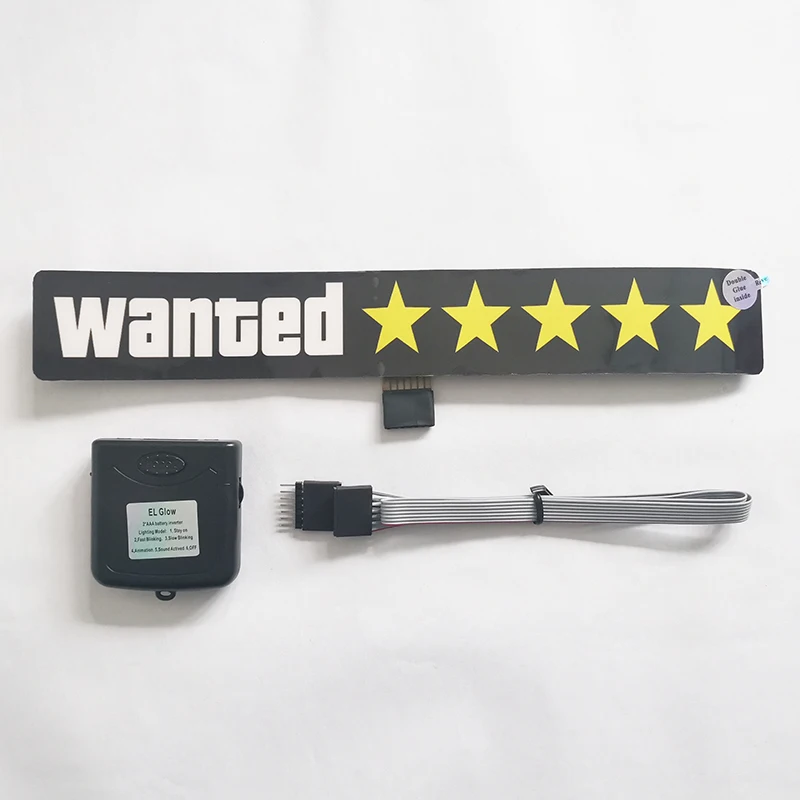 Hot selling Wanted 5 Star JDM Car Windshield Glow Panel Electric Marker Lamp Blue LED Decoration Light Sticker Flashing Lights