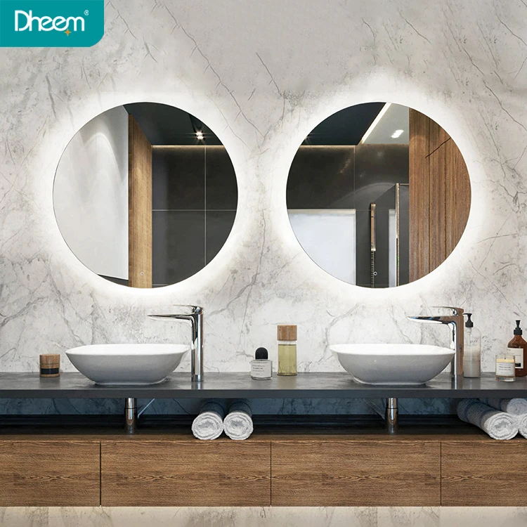 
round Illuminated smart backlit mirror lighted bathroom mirrors led mirror 