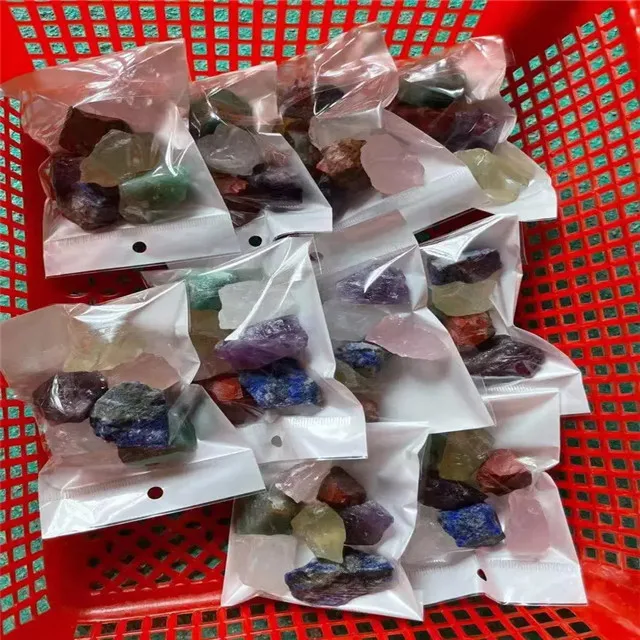 Wholesale natural hand carved raw crystals healing stones 7 chakras rough gemstone set for decor