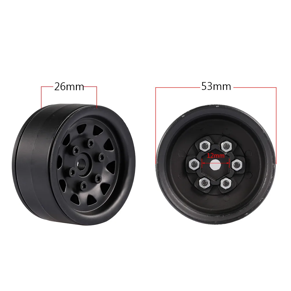4pcs High Quality Metal Alloy 1.9in Wheel Rim Beadlock for 1/10 Traxxas HSP Redcat Tamiya Axial SCX10 D90 Hpi 4WD RC Crawler Car