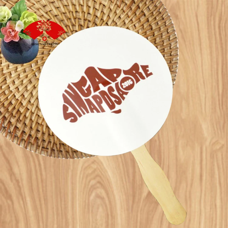 Cheap paper and wood hand fan custom wooden wedding fans for bride guest