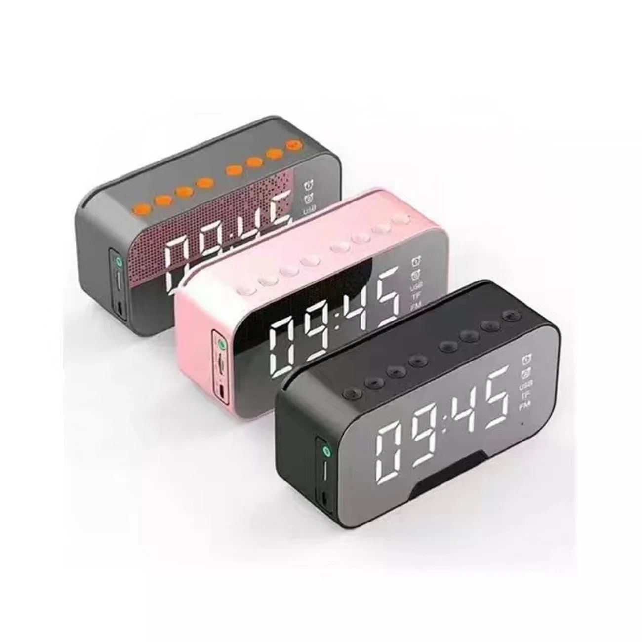 Лидер продаж 2022, беспроводной динамик с Bluetooth и цифровой светодиодной подсветкой, FM-радио, двойной будильник