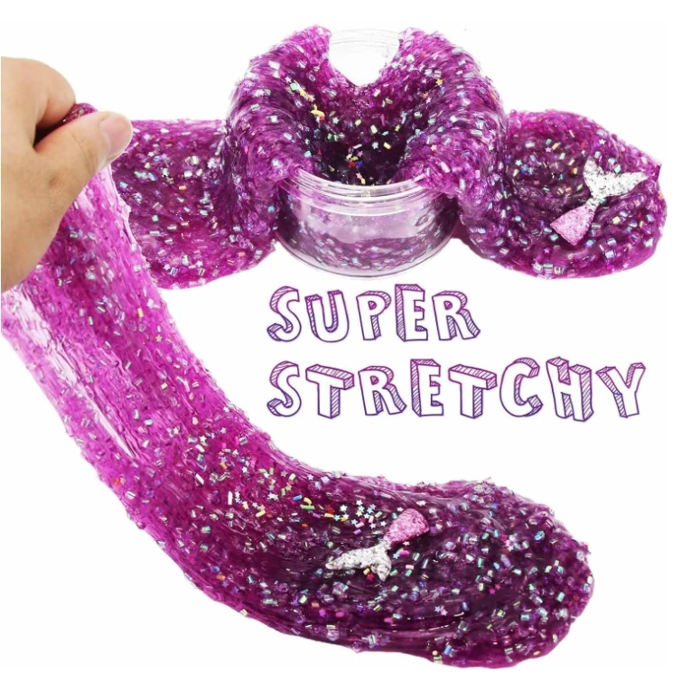 Jelly Crunchy 2 Pack- Soft Clear Slime Touch Perfect ASMR Stretchy Crystal Slime for Kids Boba Slime Party Favor