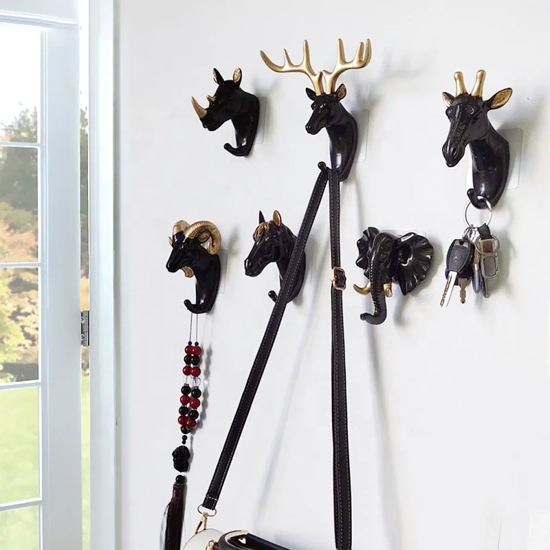 Household wall sticker decoration antlers single key hanger hooks multi purpose wall decoration hook Key Hanger