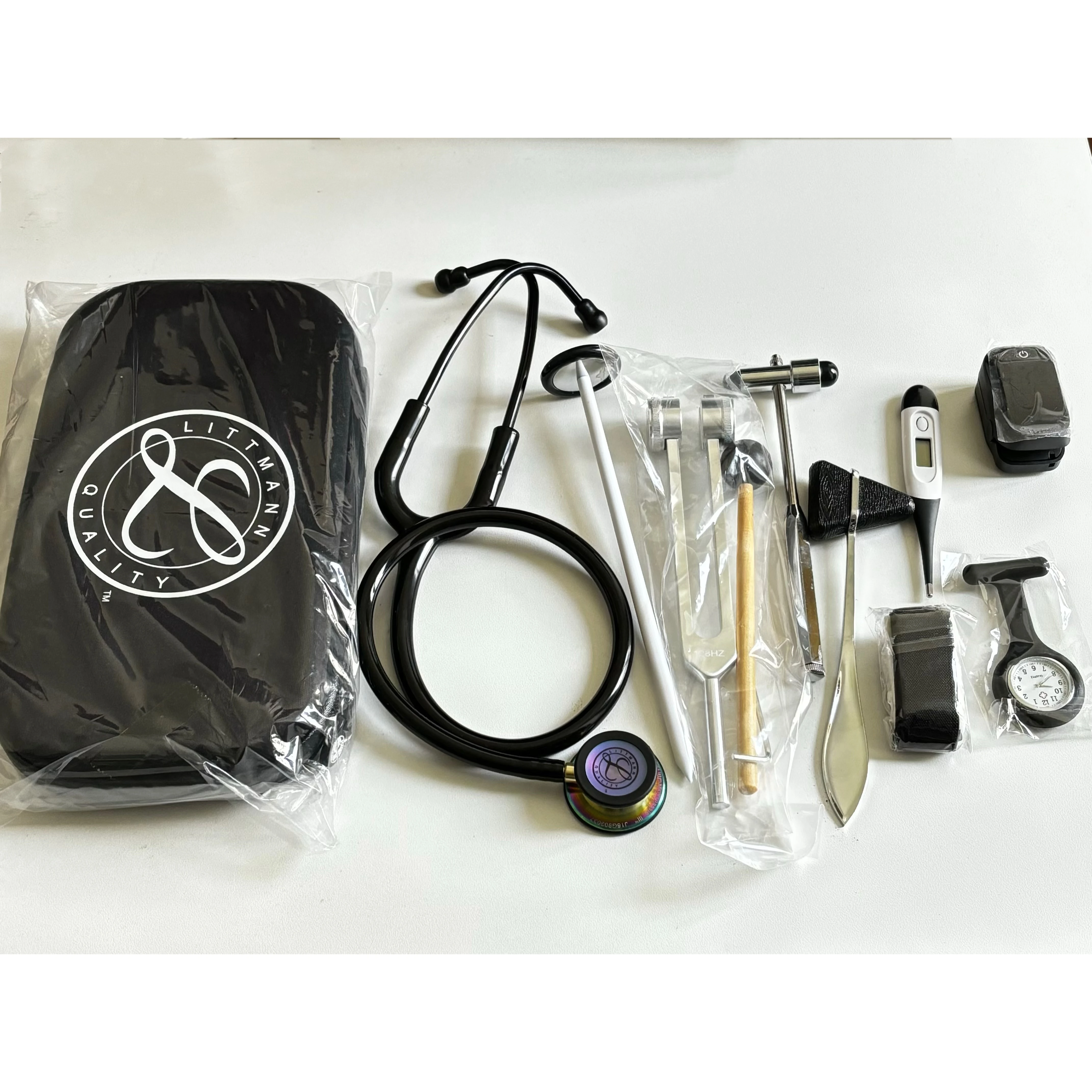 Medical Portable Stethoscope Otoscope tuning fork Kit Professional Ear ENT With EVA Bag For Medical Student
