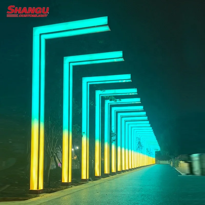 Outdoor Festival Event Lrage Decorative Smart LED Lights Fixture L Shape Half Arch RGB Landscape Street Lights