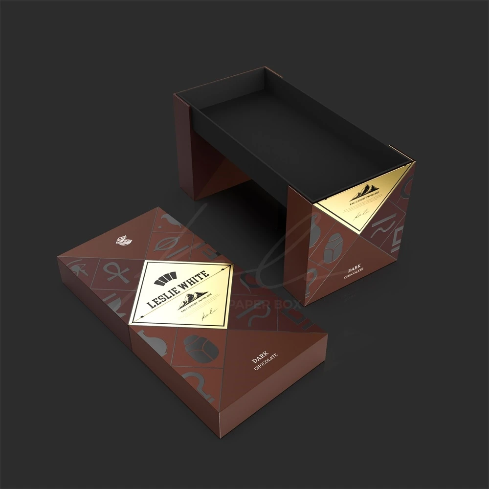 Luxury handmade stand up baklava gift box  for candy two side open custom chocolate bar packaging