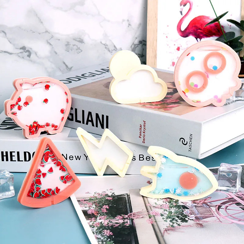 A100 Resin Shaker Molds Crystal Epoxy Quicksand Mold Pig Cat Watermelon Umbrella Flower Clouds Pendant Casting Silicone Mould
