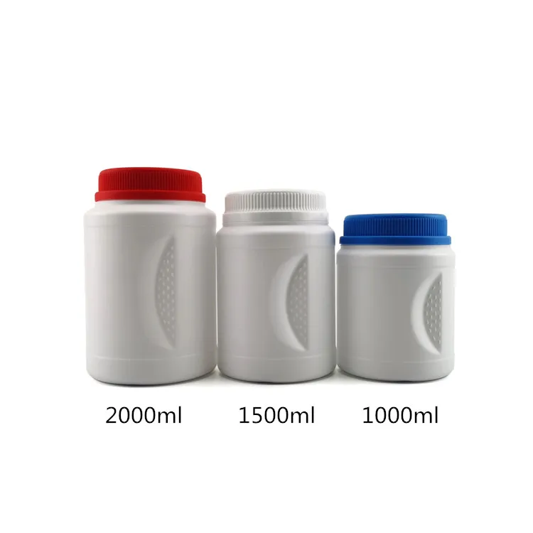 Wholesale HDPE 1L 1.5L  2L 2.5L Refillable White Food Grade Plastic Protein Supplement Jar Storage Container