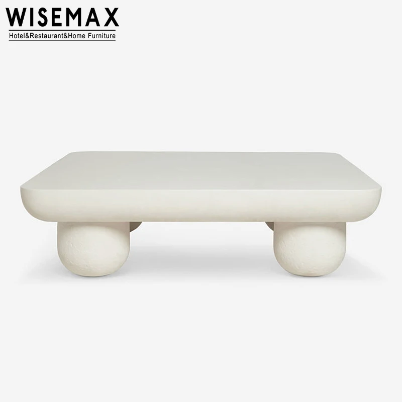 WISEMAX FURNITURE luxury square coffee table wooden white colour coffee center table set for living room hotel