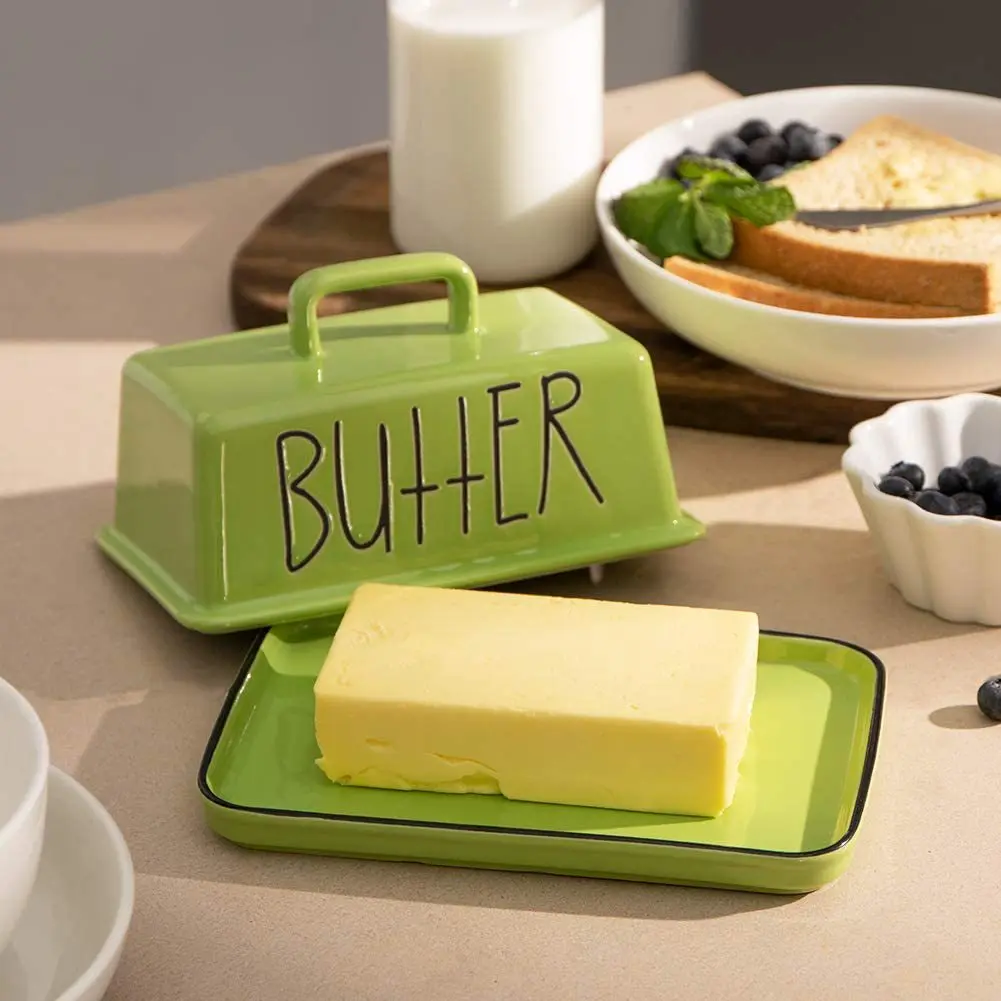 Best Sale Rectangular Sealed Jar Butter Box Ceramic Butter Dish