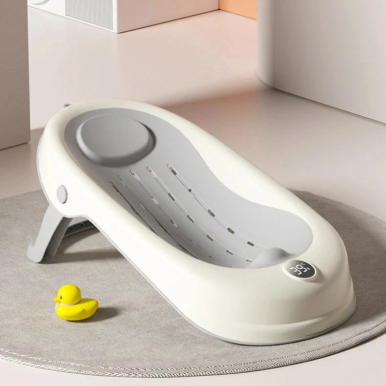 Foldable Baby Bather Baby Bath Support with Thermometer for Bathtub or Sink Anti-Slip and Ergonomic for Newborn Infant
