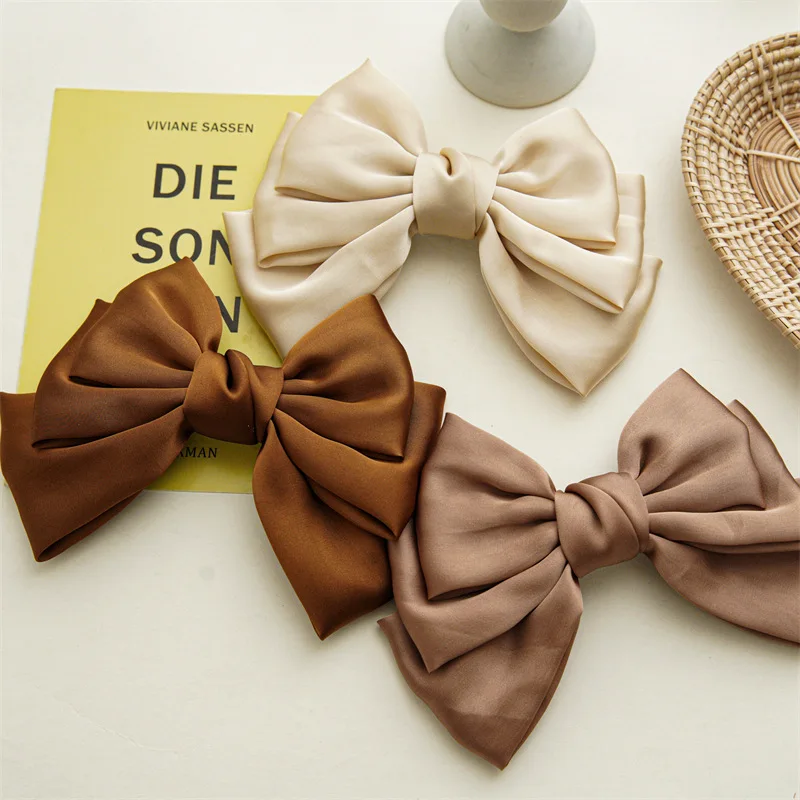 Wholesale Hair Bow Fashion Women Hair Accessories Silk Satin Fabric Big Bow Hairgrip Ribbon Butterfly Spring Hair Clips