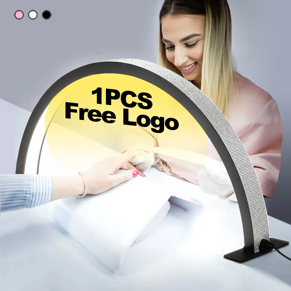 Customized logo OEM high quality nail supplies half moon Led nail light ultra thin diamond nail table lamp salon manicurist