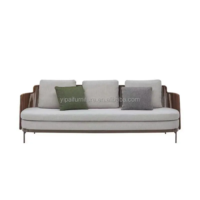 Inexpensive Outdoor Semicircle Sofas Rattan Wicker Patio Garden Sofa Set Furniture Waterproof Frame Character Style Living Room