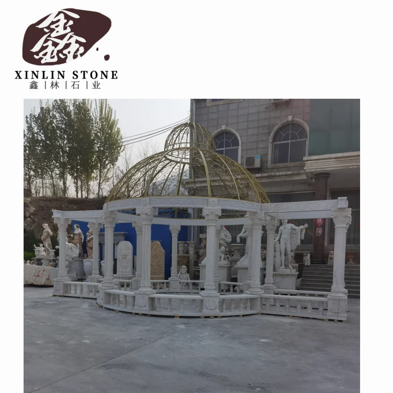 stone pavilion Chinese natural white marble for garden decoration statue garden sculpture stone carving G602 G603