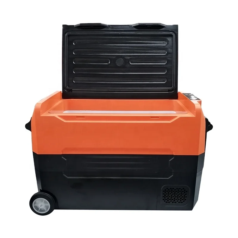Outdoor 12v 24v Portable Car Mini Fridge and Freezer Compressor R134a French Door Air Cooling Car Refrigerator for Trunk Plastic