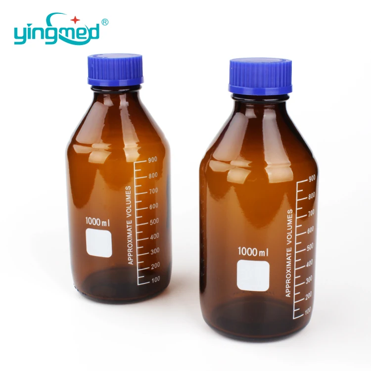 chemical laboratory 1000ml reagent bottles brown Media Glass borosilicate glass blue screw reagent bottles