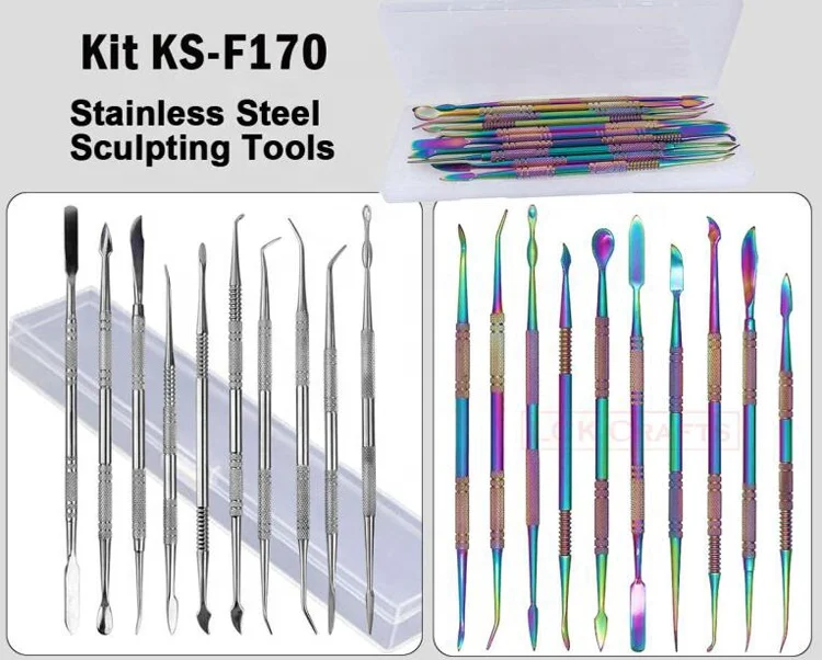 Custom Silver Stainless Steel Double-Sized Sculpting Clay Tool Kits Art Carving Tools