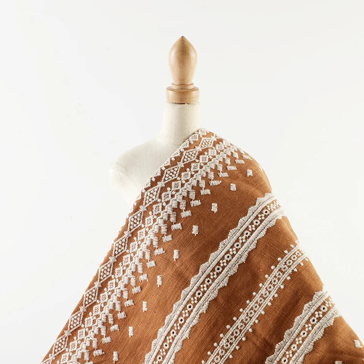 Высококачественная модная Экологически чистая мягкая полосатая кружевная хлопчатобумажная льняная ткань для женского платья, одежды