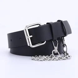 Fashion Pin Buckle Decoration Chain Belt Women Shopping Casual Black Belt Factory Direct Supply Custom Belt