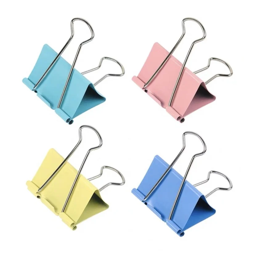 factory produces long colored metal clips of various sizes for holding tickets and documents