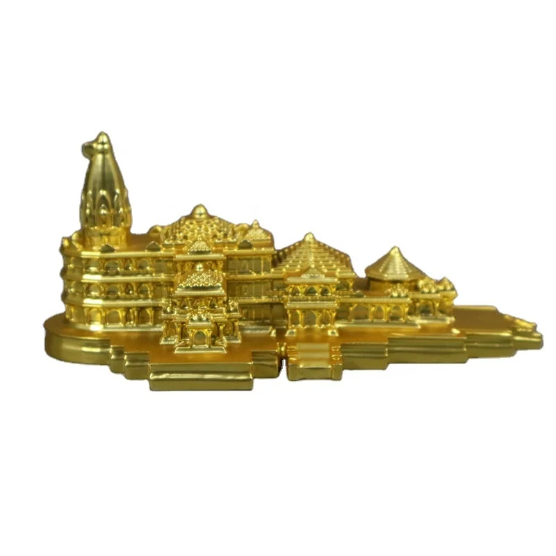 6.3 Inch Hand Carved Resin Shri Ram Mandir 3D Model from Ayodhya Best Decorative Home Gift for New Year Birthday Anniversary