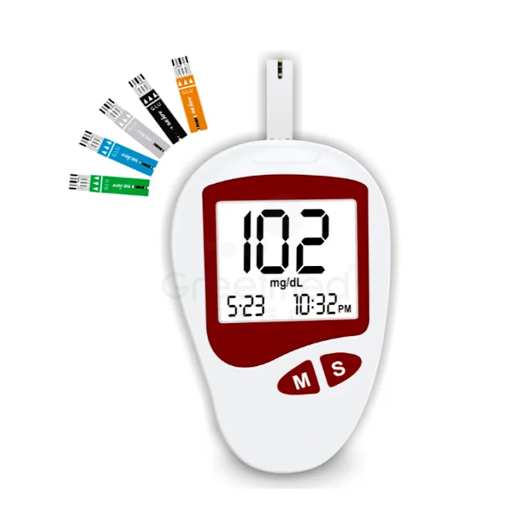 Blood glucose monitor non invasive blue removable battery blood glucose monitor with test strips