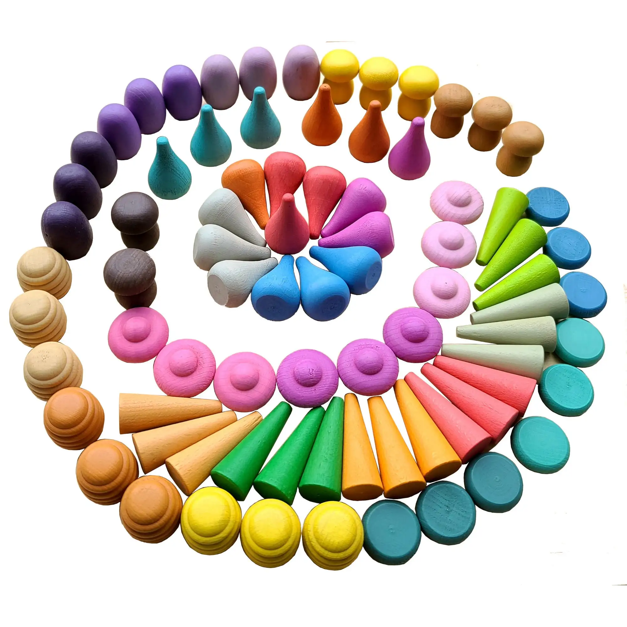 324/162 Pcs Grapat Mandala Waldorf Montessori Wooden Loose Parts Full Kit Toy Set With Tray And Cards