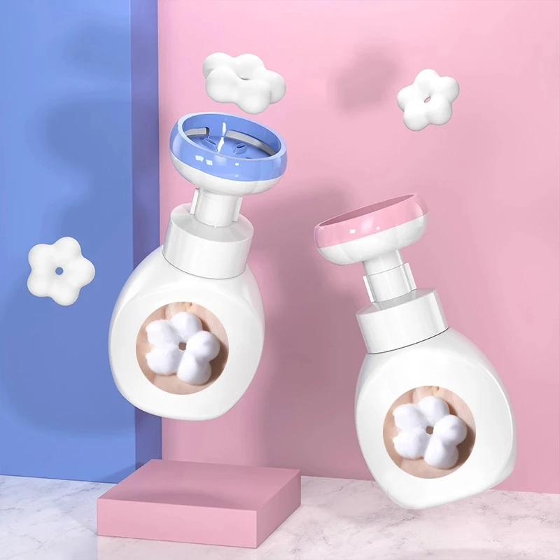 Custom facial bomba de garrafa de espuma hand soap blue foaming wash pump bottle,flower liquid soap dispenser foam pump bottles