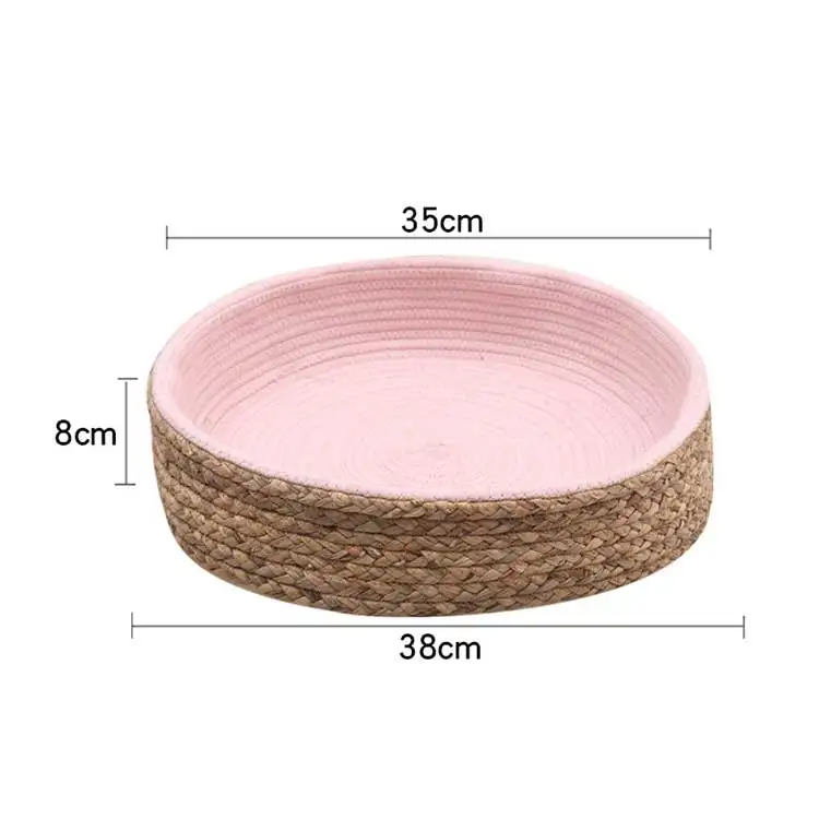 
Wholesale High Quality Chew Proof Durable Flat Willows Weave Round Cat Dog Wicker Bed Rattan Cat Bed 