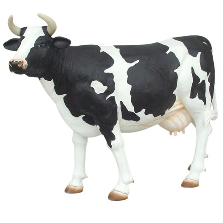 Zoo and park decoration sculpture life size fiberglass animal cow statue
