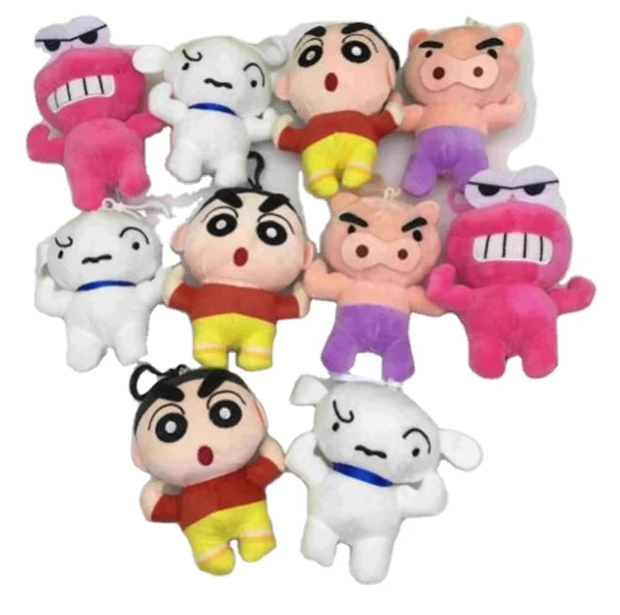 10PCS/SET 13CM Crayon Shin-chan Cartoon Japanese Anime Plush Toy Keychain