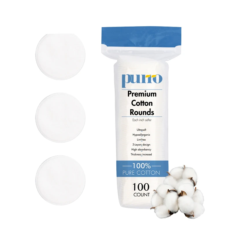 
Custom Logo Cosmetic Absorbent Lint-free Eco-Friendly Premium Round Cotton Facial Pads for Sensitive Skin Cleansing Makeup 