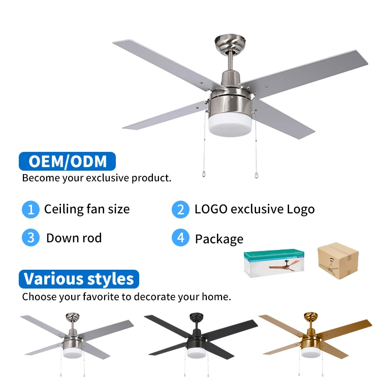 48 Inch Four-blades Ceiling Fan with light