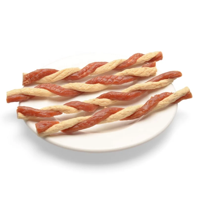 Wholesale Dog Treats Supplier High Quality Healthy Dry Dog Food OEM/ODM Beef Polock Twist Stick Pet Snacks