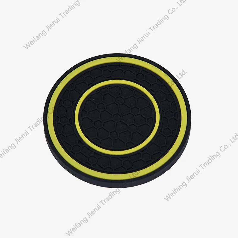 Hot selling car universal double circle honeycomb patterned coaster with embedded anti slip and heat-insulating silicone pad
